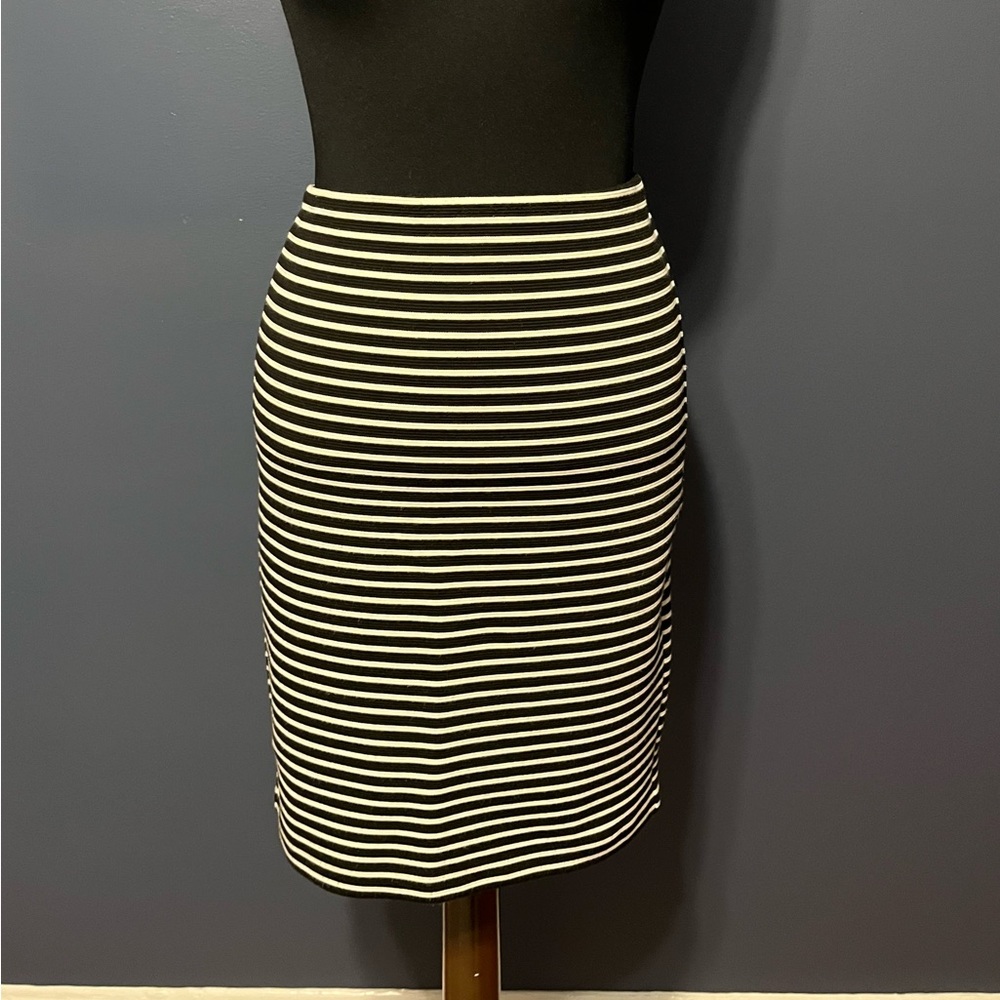 LOFT Black and White Striped Bodycon Pencil Skirt
